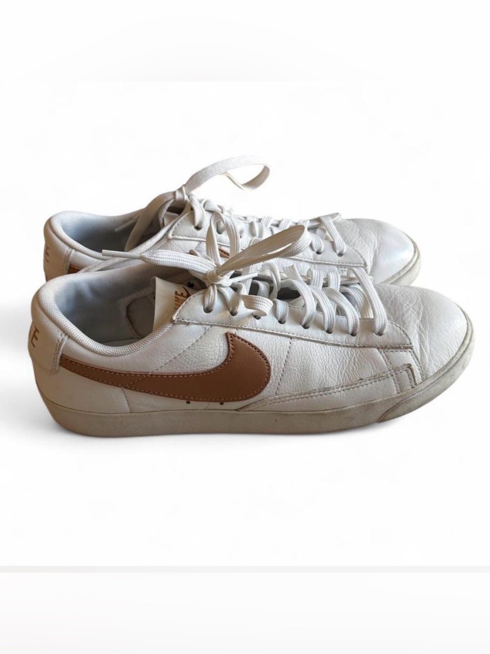 Nike White Sneakers with Rose Gold Swoosh